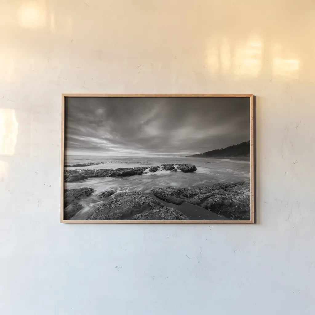 Kalaloch Beach by Alan Majchrowicz. shown as a paper print in a natural frame. Available as a archival giclee rolled canvas, fine art paper, or poster print. SKU 64544i.