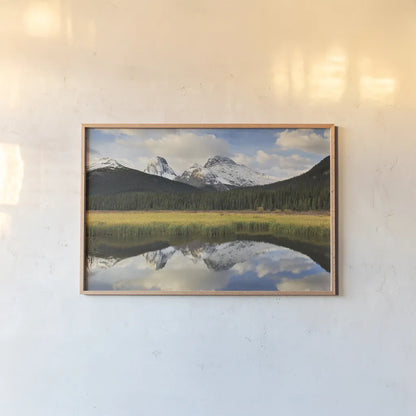 Kananaskis County by Alan Majchrowicz. shown as a paper print in a natural frame. Available as a archival giclee rolled canvas, fine art paper, or poster print. SKU 28089i.