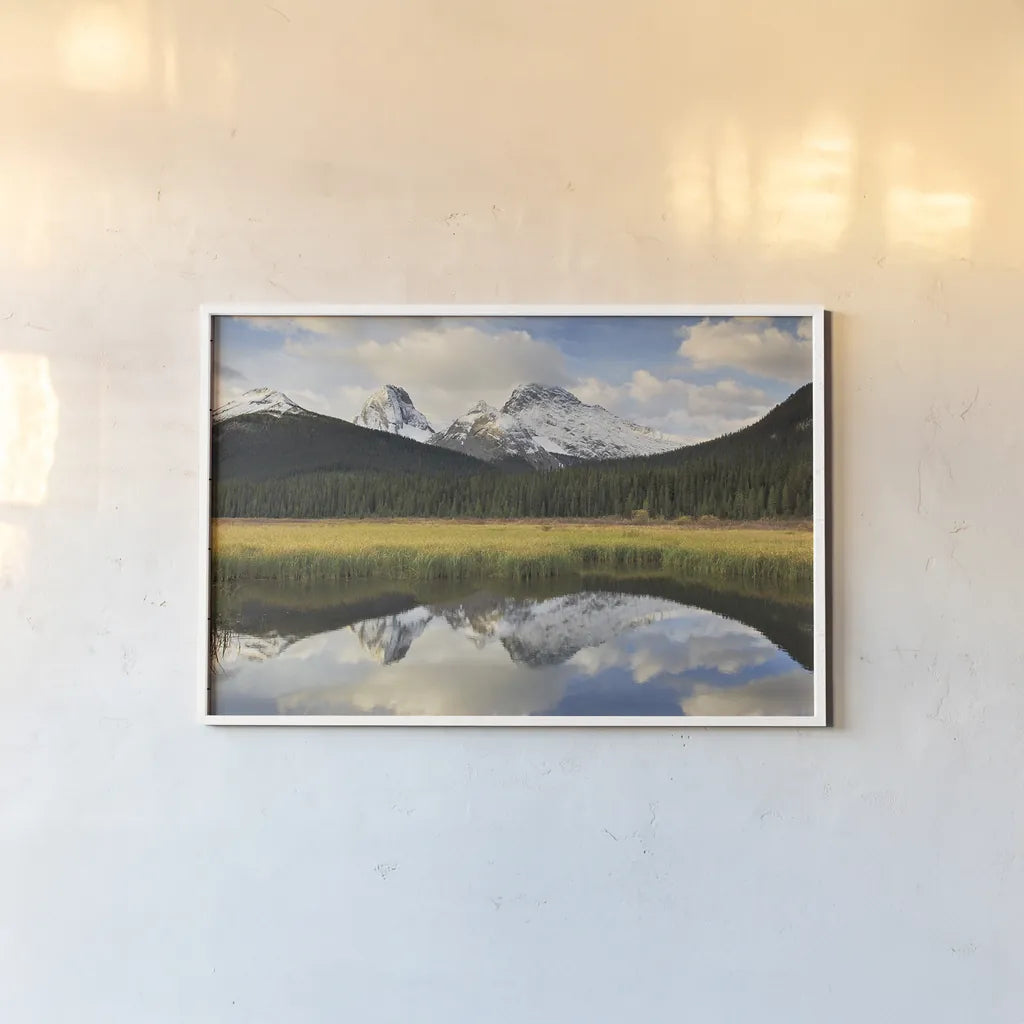 Kananaskis County by Alan Majchrowicz. shown as a paper print in a white frame. Available as a archival giclee rolled canvas, fine art paper, or poster print. SKU 28089i.
