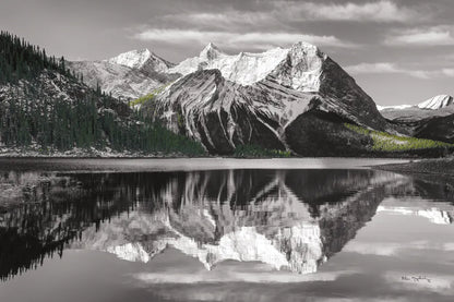 Kananaskis Lake Reflection BW with Color by Alan Majchrowicz. SKU 28185i. Archival Giclee Fine art print for wall decor.