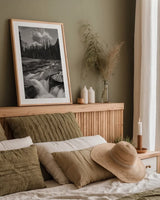 Kicking Horse River by Alan Majchrowicz. shown as a paper print in a natural frame. Available as a archival giclee rolled canvas, fine art paper, or poster print. SKU 89101h.