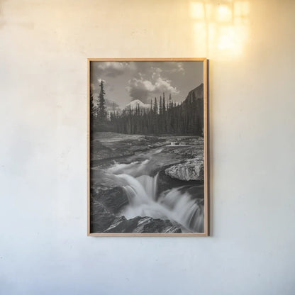 Kicking Horse River by Alan Majchrowicz. shown as a paper print in a natural frame. Available as a archival giclee rolled canvas, fine art paper, or poster print. SKU 89101h.