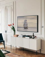Lady Washington II by Alan Majchrowicz. shown as a framed stretched canvas in a living room above a console. Available as a archival giclee rolled canvas, fine art paper, or poster print. SKU 46110i.