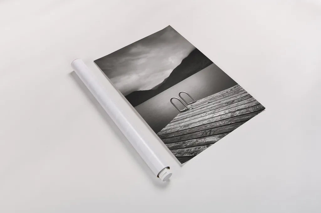 Lake Crescent I by Alan Majchrowicz. shown as a rolled paper print. Available as archival giclee rolled canvas, fine art paper, or poster print. SKU 60139h.