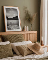 Lake Crescent I by Alan Majchrowicz. shown as a paper print in a natural frame. Available as a archival giclee rolled canvas, fine art paper, or poster print. SKU 60139h.