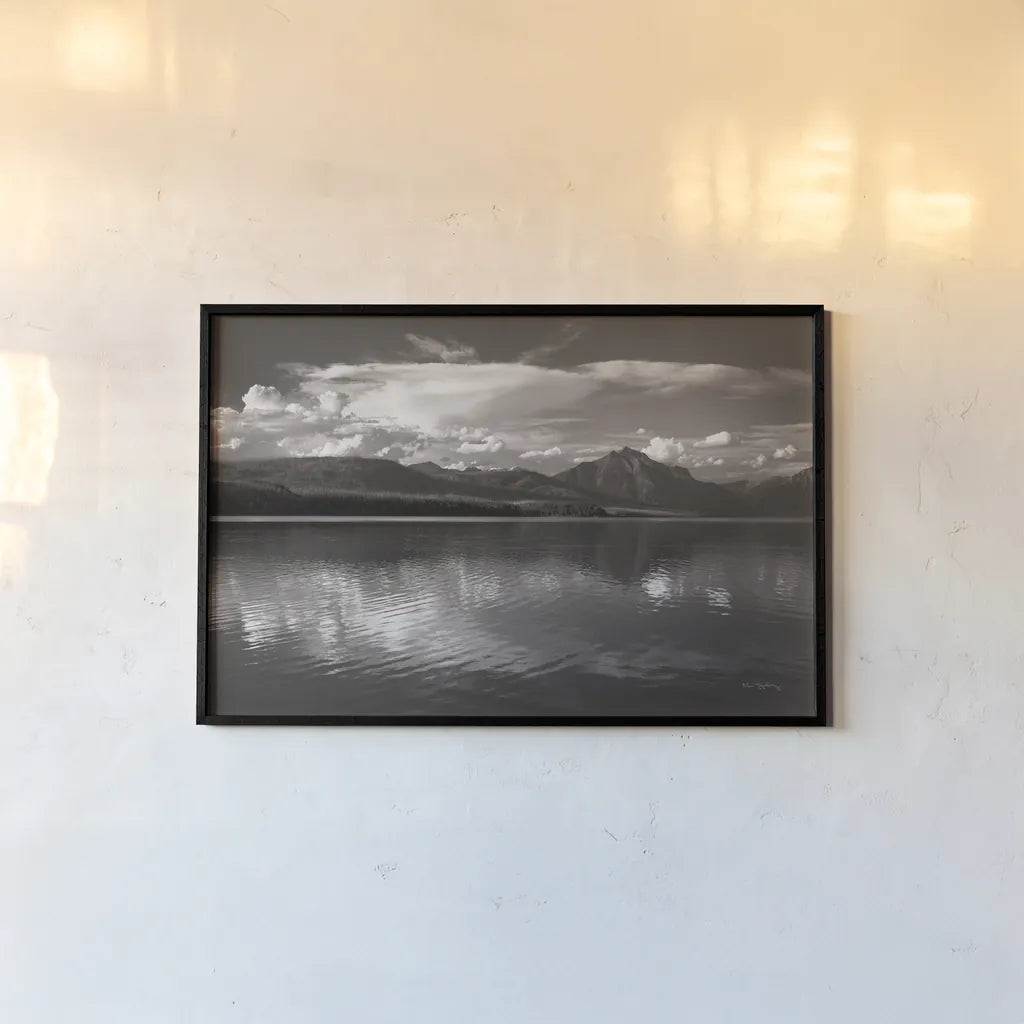 Lake McDonald by Alan Majchrowicz. shown as a paper print in a black flame. Available as a archival giclee rolled canvas, fine art paper, or poster print. SKU 71978i.
