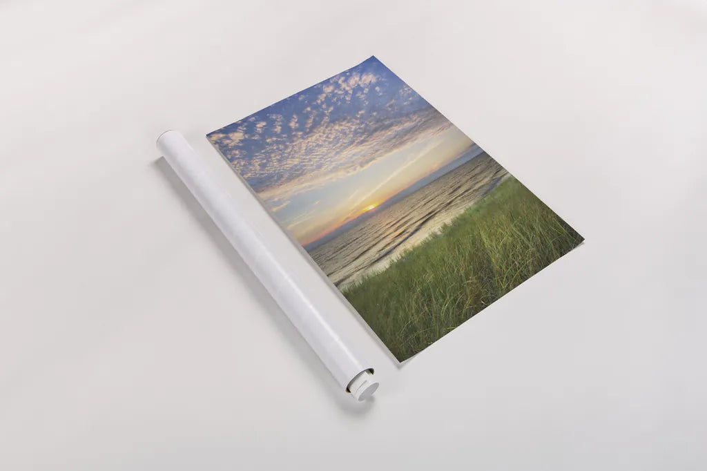 Lake Michigan Sunset I by Alan Majchrowicz. shown as a rolled paper print. Available as archival giclee rolled canvas, fine art paper, or poster print. SKU 50381h.