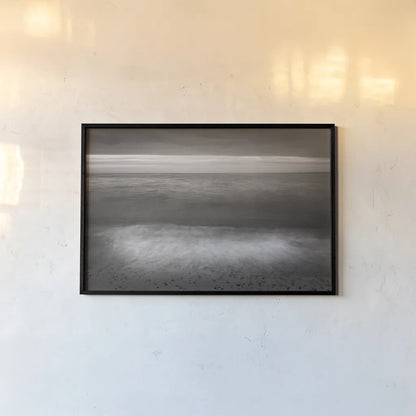 Lake Superior Beach II BW by Alan Majchrowicz. shown as a paper print in a black flame. Available as a archival giclee rolled canvas, fine art paper, or poster print. SKU 50400i.