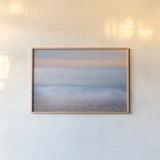 Lake Superior Beach II Sunset by Alan Majchrowicz. shown as a paper print in a natural frame. Available as a archival giclee rolled canvas, fine art paper, or poster print. SKU 81458i.