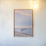 Lake Superior Old Pier I by Alan Majchrowicz. shown as a paper print in a natural frame. Available as a archival giclee rolled canvas, fine art paper, or poster print. SKU 50403h.