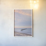 Lake Superior Old Pier I by Alan Majchrowicz. shown as a paper print in a white frame. Available as a archival giclee rolled canvas, fine art paper, or poster print. SKU 50403h.