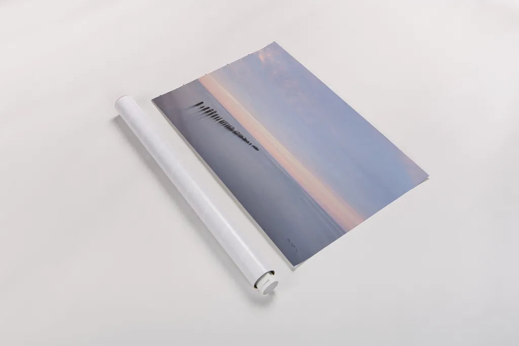 Lake Superior Old Pier II by Alan Majchrowicz. shown as a rolled paper print. Available as archival giclee rolled canvas, fine art paper, or poster print. SKU 50404i.