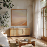 Lake Superior Shoreline I Retro Crop by Alan Majchrowicz. Shown in a natural wood frame in a cozy modern living room. Available as an archival giclee rolled canvas, fine art paper, or poster print. SKU 69188a.