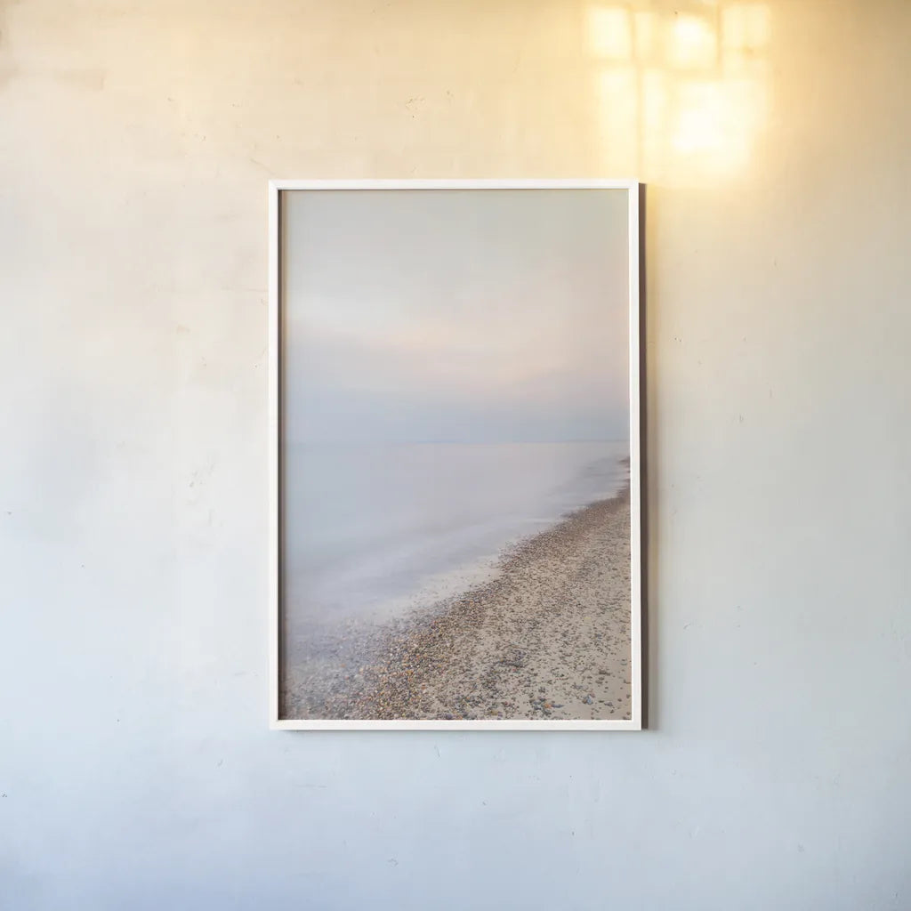 Lake Superior Shoreline II by Alan Majchrowicz. shown as a paper print in a white frame. Available as a archival giclee rolled canvas, fine art paper, or poster print. SKU 51683h.