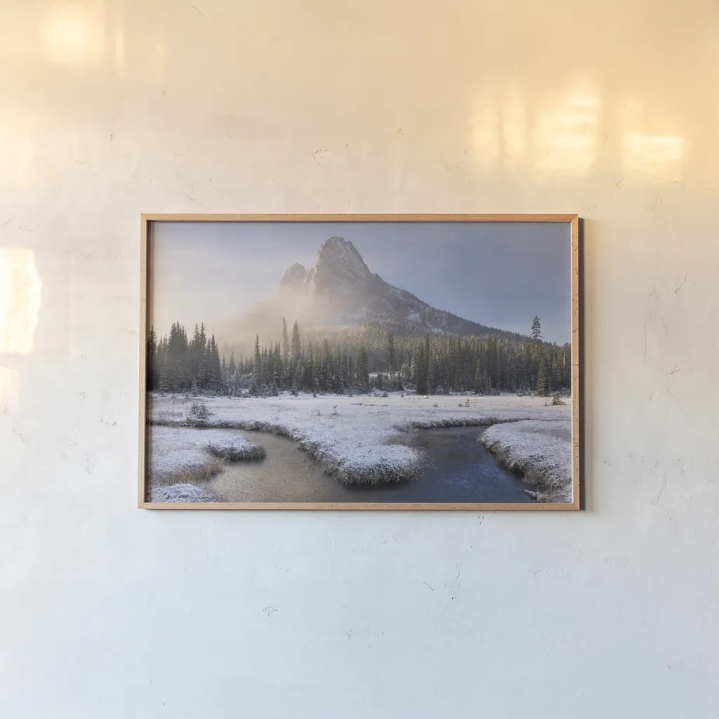 Liberty Bell Mountain I by Alan Majchrowicz. shown as a paper print in a natural frame. Available as a archival giclee rolled canvas, fine art paper, or poster print. SKU 50389i.