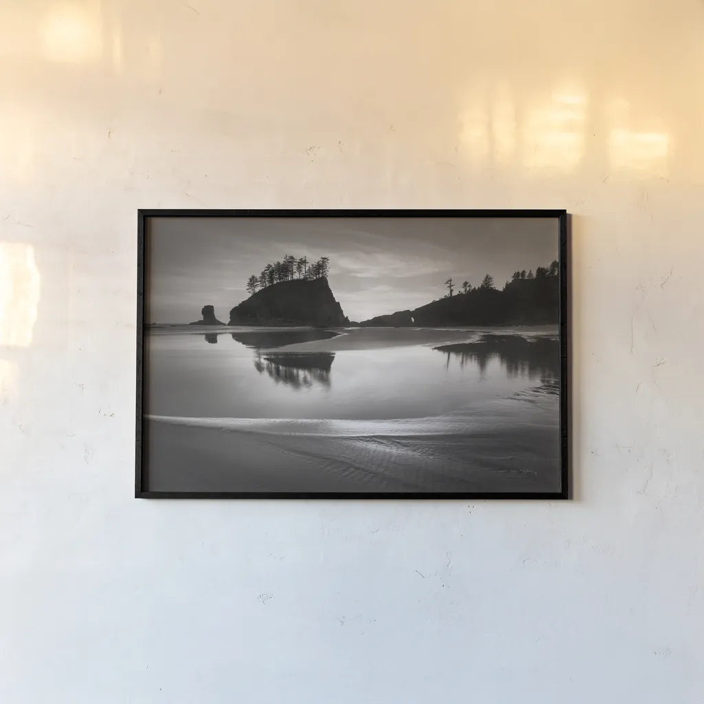 Little James Island Reflection by Alan Majchrowicz. shown as a paper print in a black flame. Available as a archival giclee rolled canvas, fine art paper, or poster print. SKU 64545i.