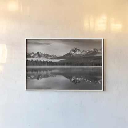 Little Redfish Lake by Alan Majchrowicz. shown as a paper print in a white frame. Available as a archival giclee rolled canvas, fine art paper, or poster print. SKU 71976i.