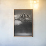Little Redfish Lake Mist I by Alan Majchrowicz. shown as a paper print in a natural frame. Available as a archival giclee rolled canvas, fine art paper, or poster print. SKU 64551h.