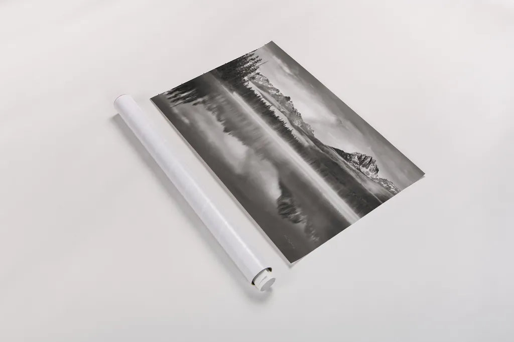 Little Redfish Lake Morning I by Alan Majchrowicz. shown as a rolled paper print. Available as archival giclee rolled canvas, fine art paper, or poster print. SKU 64556i.