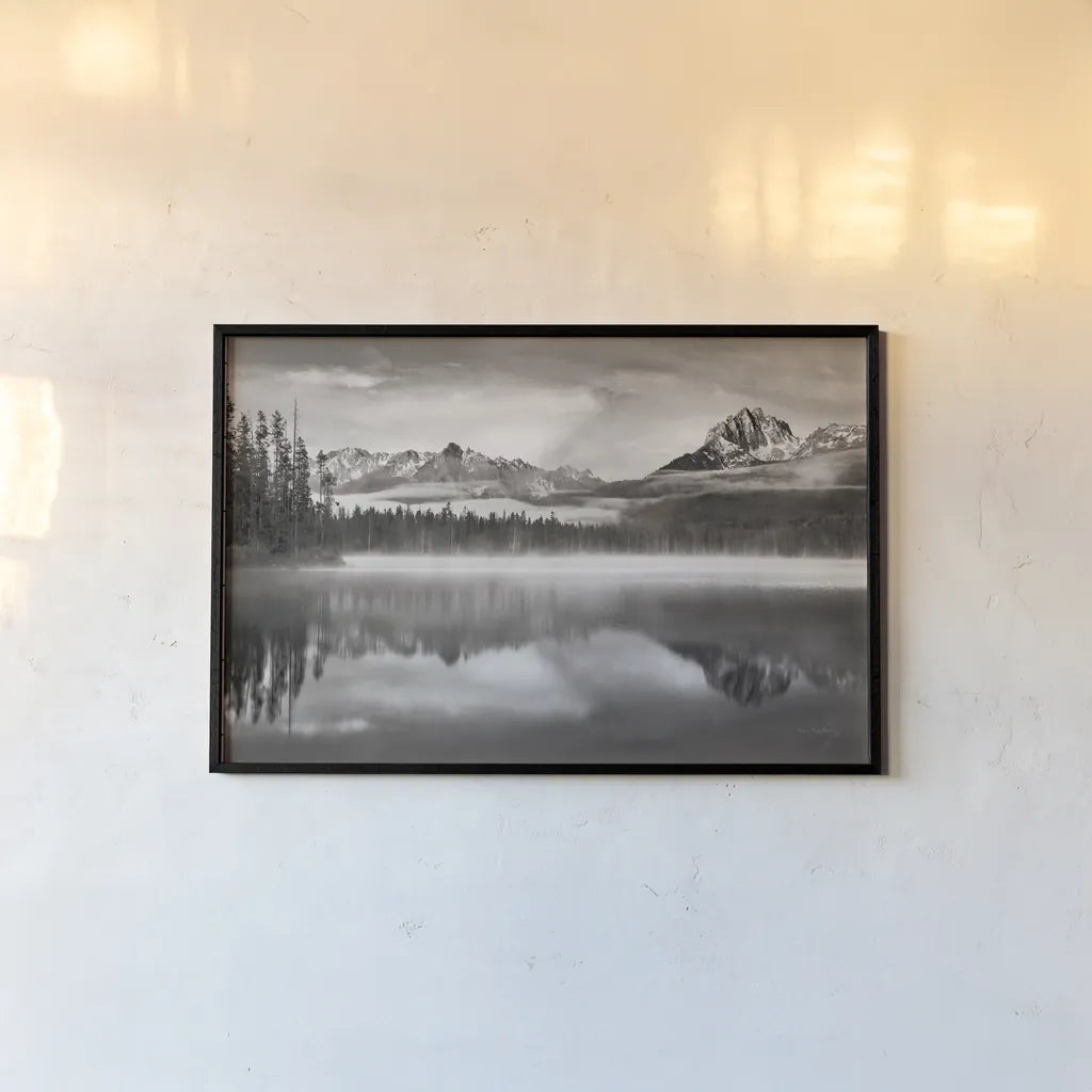 Little Redfish Lake Morning I by Alan Majchrowicz. shown as a paper print in a black flame. Available as a archival giclee rolled canvas, fine art paper, or poster print. SKU 64556i.