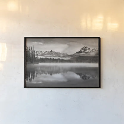 Little Redfish Lake Morning I by Alan Majchrowicz. shown as a paper print in a black flame. Available as a archival giclee rolled canvas, fine art paper, or poster print. SKU 64556i.