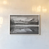 Little Redfish Lake Morning I by Alan Majchrowicz. shown as a paper print in a white frame. Available as a archival giclee rolled canvas, fine art paper, or poster print. SKU 64556i.