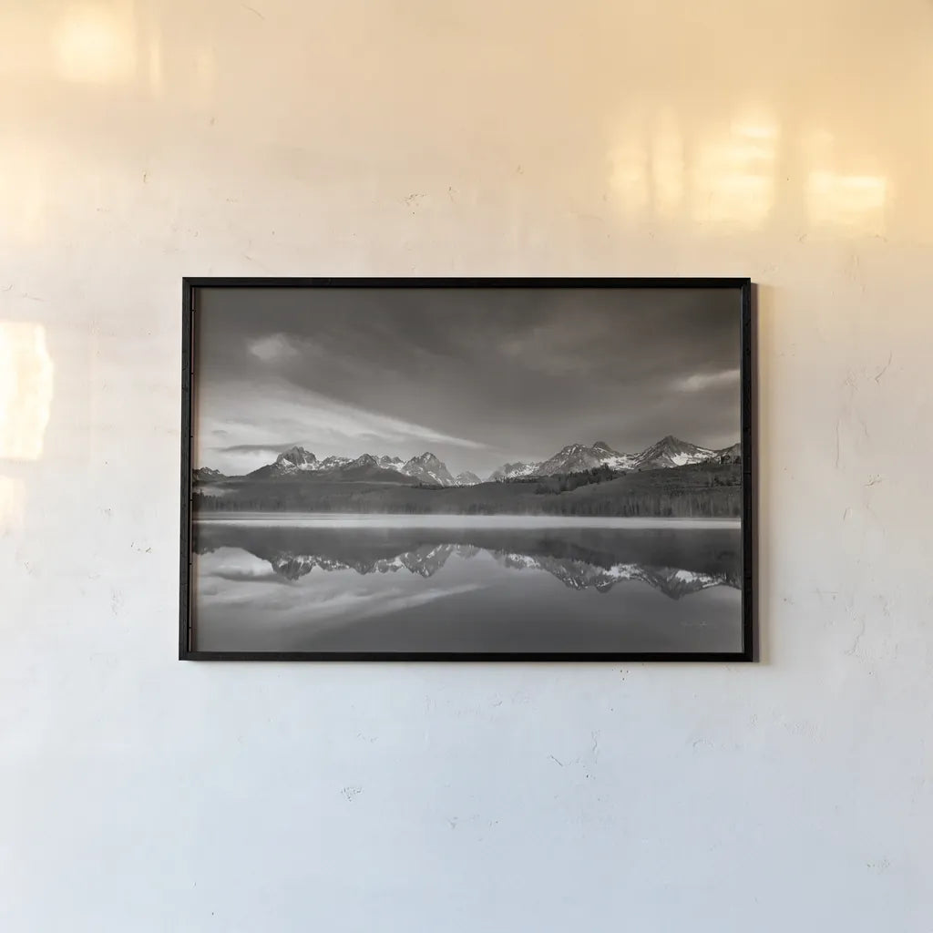 Little Redfish Lake Morning II by Alan Majchrowicz. shown as a paper print in a black flame. Available as a archival giclee rolled canvas, fine art paper, or poster print. SKU 64557i.