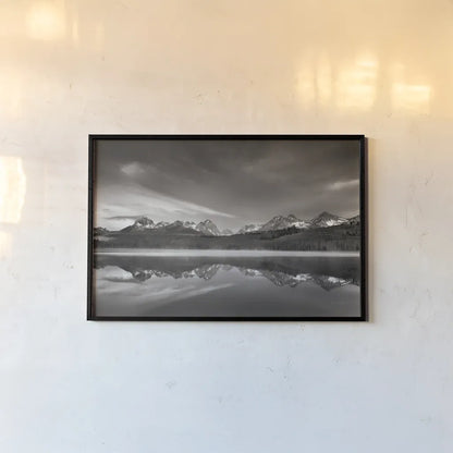 Little Redfish Lake Morning II by Alan Majchrowicz. shown as a paper print in a black flame. Available as a archival giclee rolled canvas, fine art paper, or poster print. SKU 64557i.