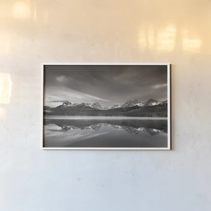 Little Redfish Lake Morning II by Alan Majchrowicz. shown as a paper print in a white frame. Available as a archival giclee rolled canvas, fine art paper, or poster print. SKU 64557i.