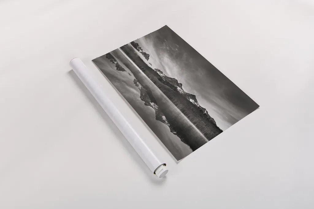 Little Redfish Lake at Sunrise by Alan Majchrowicz. shown as a rolled paper print. Available as archival giclee rolled canvas, fine art paper, or poster print. SKU 64550i.