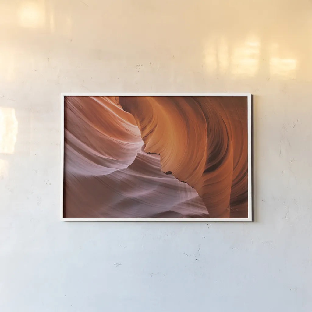 Lower Antelope Canyon I by Alan Majchrowicz. shown as a paper print in a white frame. Available as a archival giclee rolled canvas, fine art paper, or poster print. SKU 53270i.