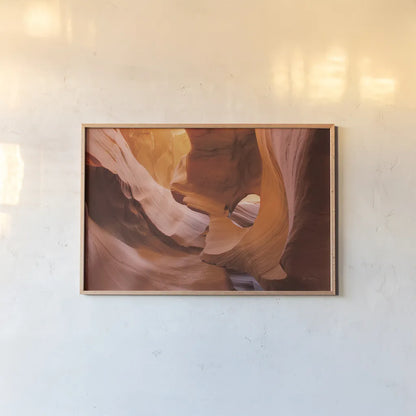 Lower Antelope Canyon II by Alan Majchrowicz. shown as a paper print in a natural frame. Available as a archival giclee rolled canvas, fine art paper, or poster print. SKU 53271i.