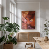 Lower Antelope Canyon IV by Alan Majchrowicz. shown as a print in a natural wood frame in a dining room. Available as a archival giclee rolled canvas, fine art paper, or poster print. SKU 53273h.