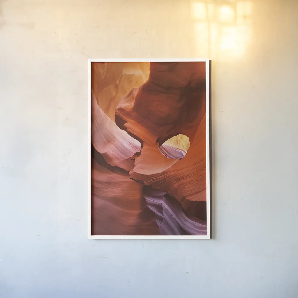 Lower Antelope Canyon IV by Alan Majchrowicz. shown as a paper print in a white frame. Available as a archival giclee rolled canvas, fine art paper, or poster print. SKU 53273h.