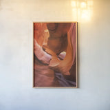 Lower Antelope Canyon IX by Alan Majchrowicz. shown as a paper print in a natural frame. Available as a archival giclee rolled canvas, fine art paper, or poster print. SKU 53278h.