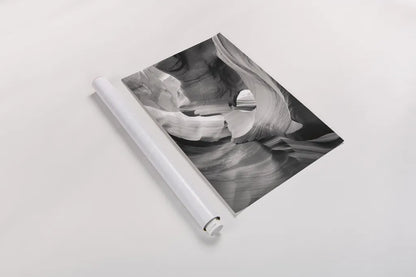 Lower Antelope Canyon IX BW by Alan Majchrowicz. shown as a rolled paper print. Available as archival giclee rolled canvas, fine art paper, or poster print. SKU 53662h.
