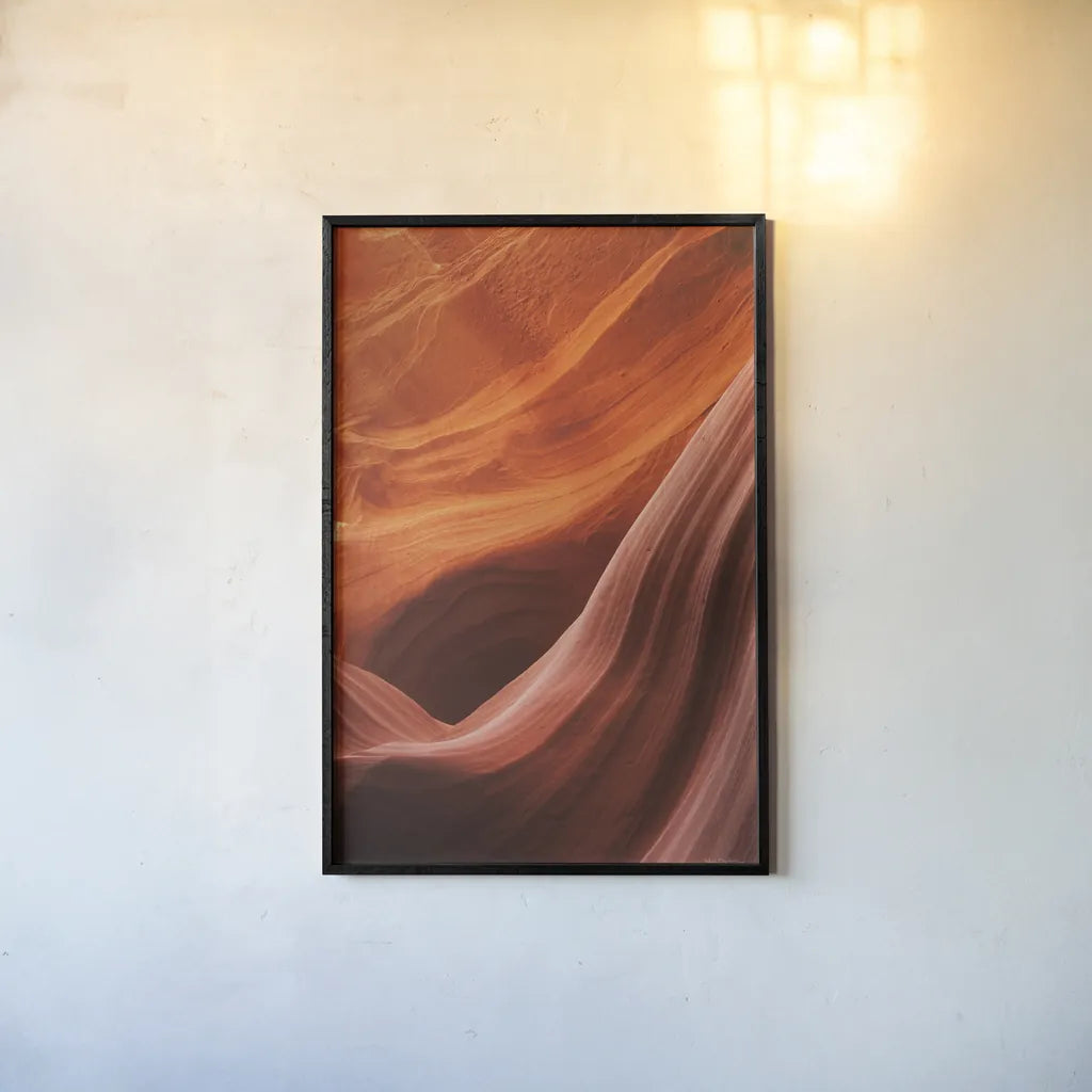 Lower Antelope Canyon V by Alan Majchrowicz. shown as a paper print in a black flame. Available as a archival giclee rolled canvas, fine art paper, or poster print. SKU 53274h.
