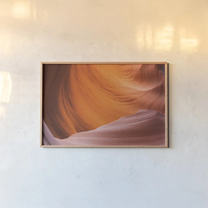 Lower Antelope Canyon VI by Alan Majchrowicz. shown as a paper print in a natural frame. Available as a archival giclee rolled canvas, fine art paper, or poster print. SKU 53275i.