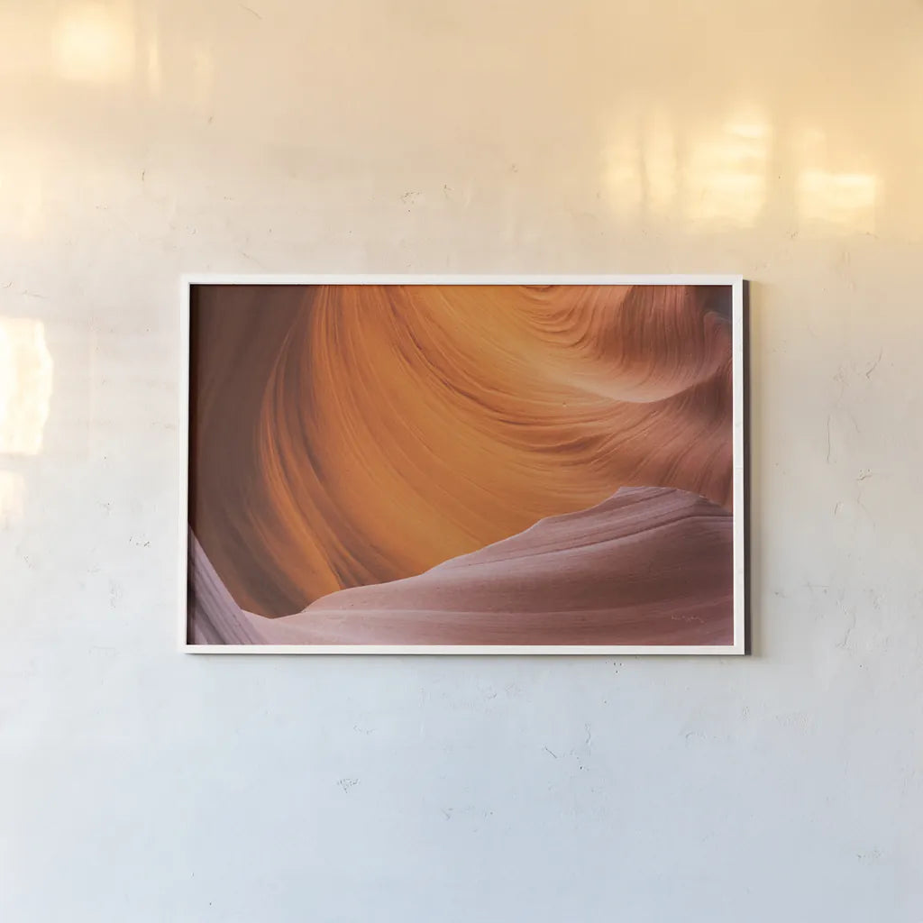 Lower Antelope Canyon VI by Alan Majchrowicz. shown as a paper print in a white frame. Available as a archival giclee rolled canvas, fine art paper, or poster print. SKU 53275i.