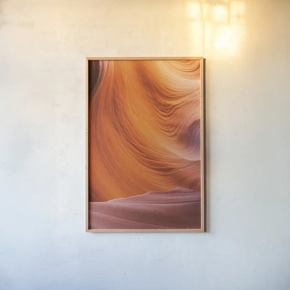 Lower Antelope Canyon VII by Alan Majchrowicz. shown as a paper print in a natural frame. Available as a archival giclee rolled canvas, fine art paper, or poster print. SKU 53276h.