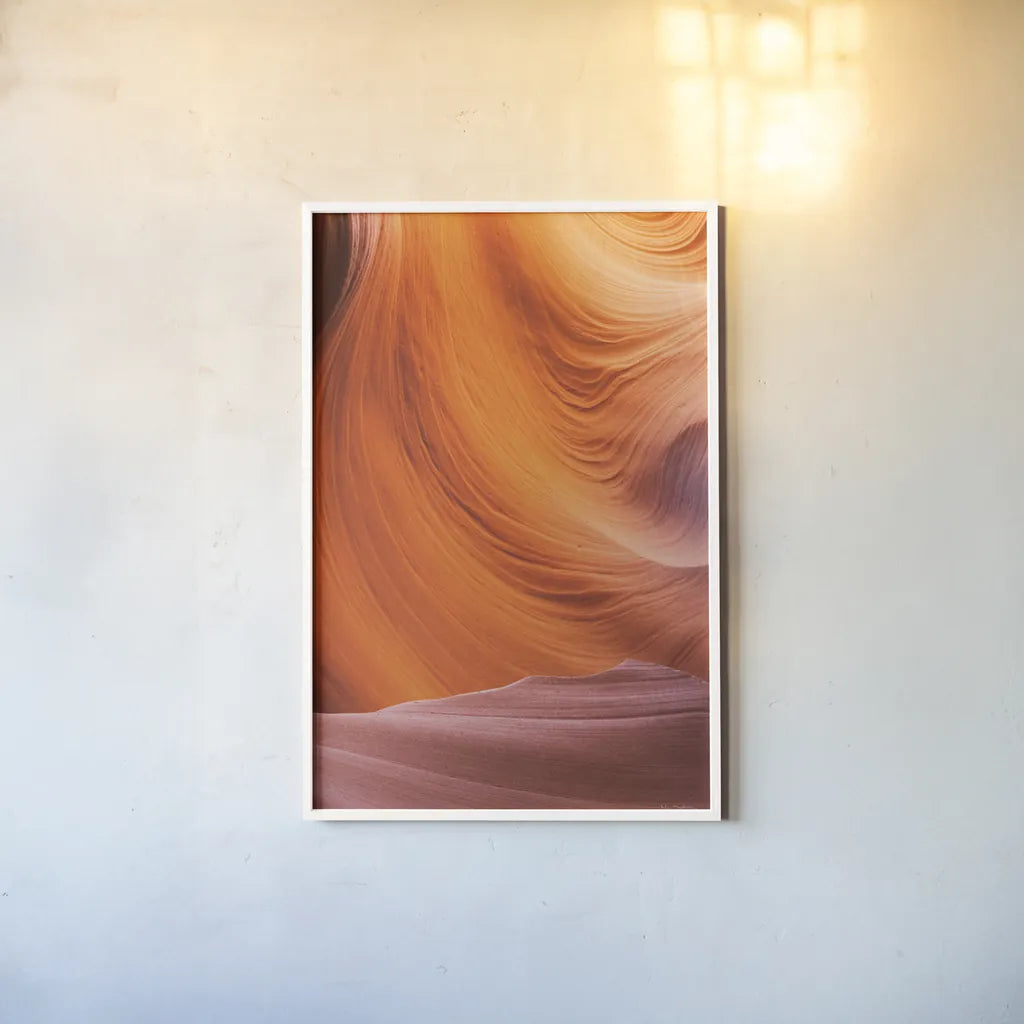 Lower Antelope Canyon VII by Alan Majchrowicz. shown as a paper print in a white frame. Available as a archival giclee rolled canvas, fine art paper, or poster print. SKU 53276h.