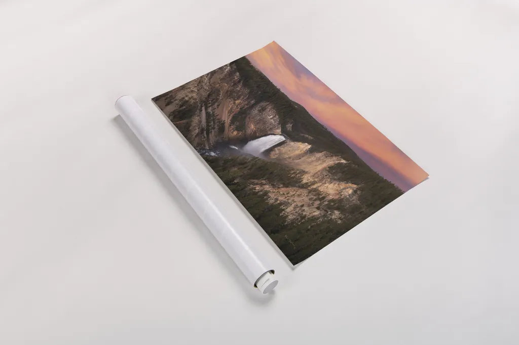 Lower Falls of the Yellowstone River I by Alan Majchrowicz. shown as a rolled paper print. Available as archival giclee rolled canvas, fine art paper, or poster print. SKU 80841i.