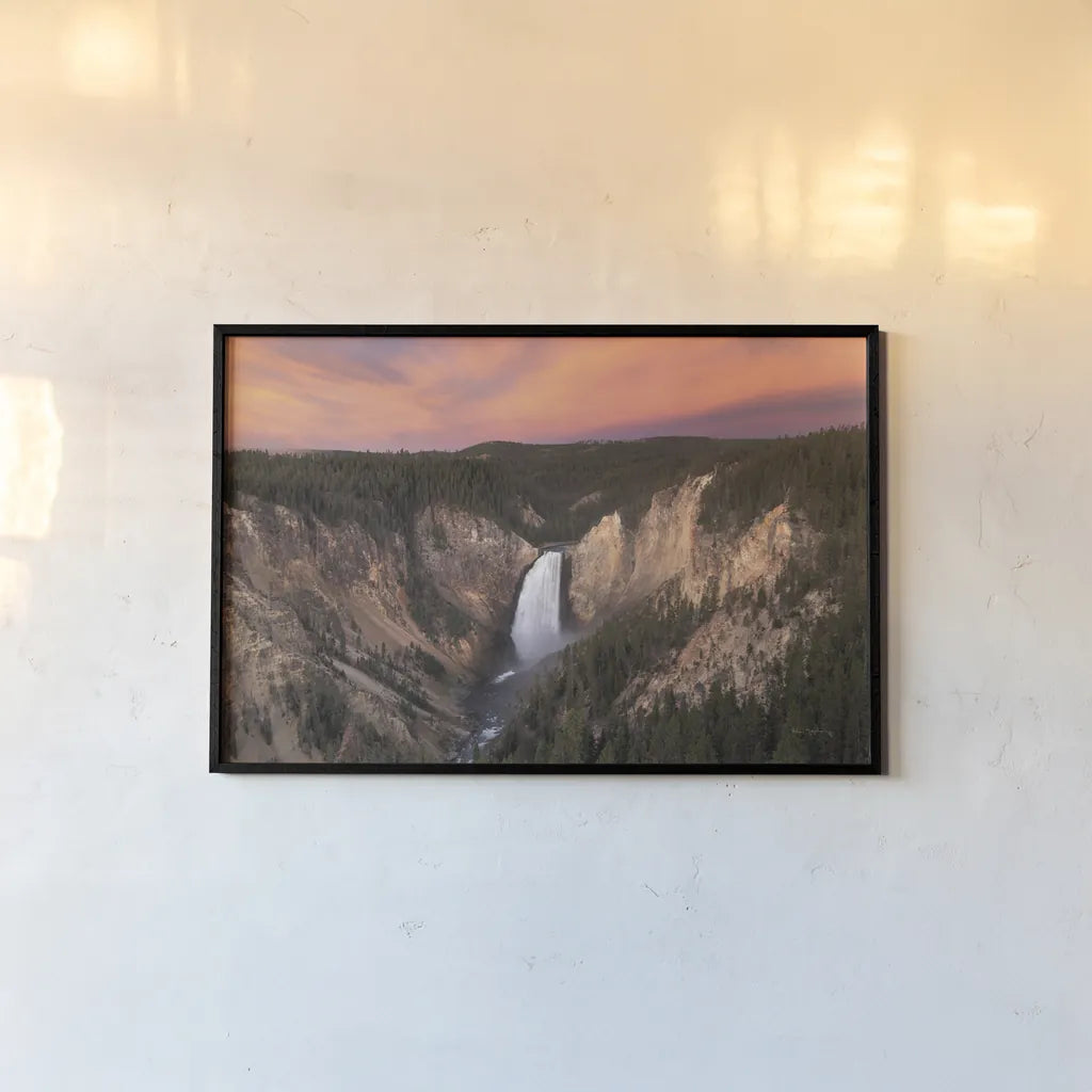 Lower Falls of the Yellowstone River I by Alan Majchrowicz. shown as a paper print in a black flame. Available as a archival giclee rolled canvas, fine art paper, or poster print. SKU 80841i.