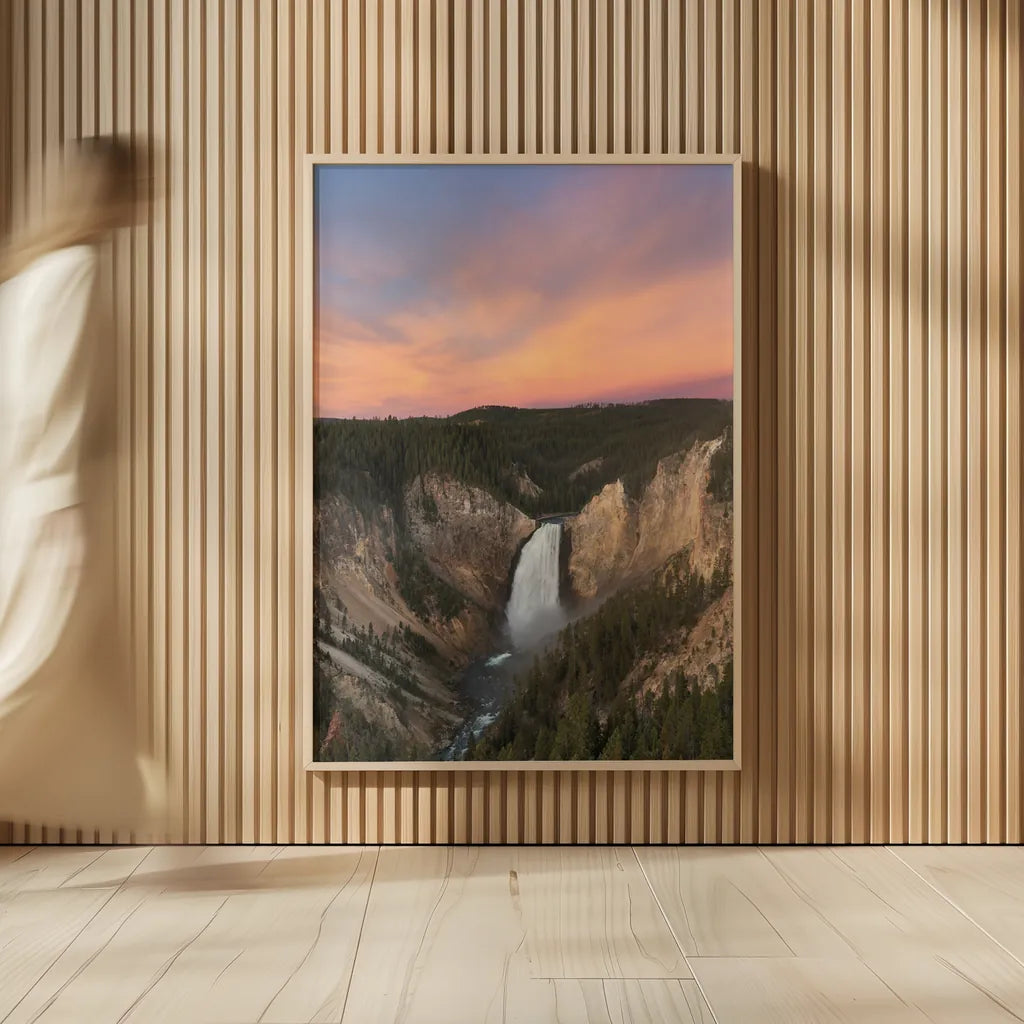 Lower Falls of the Yellowstone River II by Alan Majchrowicz. shown as over sized large wall art. Available as an archival giclee rolled canvas, fine art paper, or poster print. SKU 80842h.