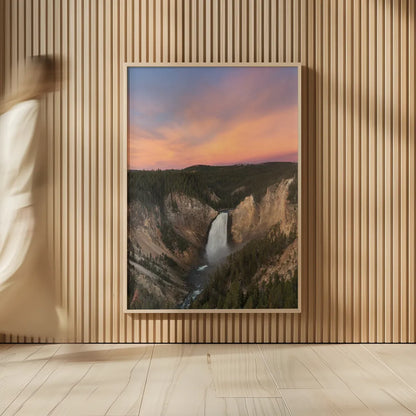 Lower Falls of the Yellowstone River II by Alan Majchrowicz. shown as over sized large wall art. Available as an archival giclee rolled canvas, fine art paper, or poster print. SKU 80842h.