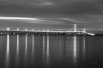Mackinac Bridge BW by Alan Majchrowicz. SKU 50604i. Archival Giclee Fine art print for wall decor.