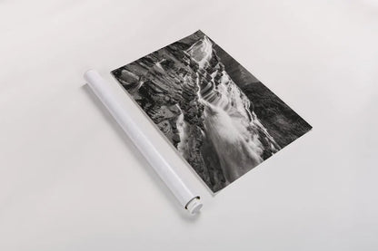 McDonald Creek Falls by Alan Majchrowicz. shown as a rolled paper print. Available as archival giclee rolled canvas, fine art paper, or poster print. SKU 27787i.