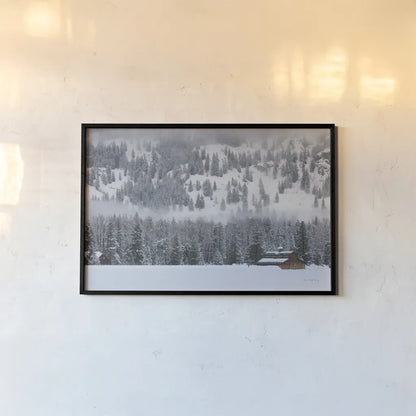 Methow Valley Barn by Alan Majchrowicz. shown as a paper print in a black flame. Available as a archival giclee rolled canvas, fine art paper, or poster print. SKU 60629i.