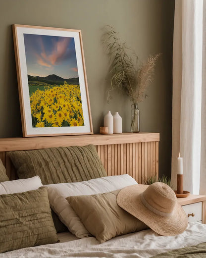 Methow Valley Wildflowers I by Alan Majchrowicz. shown as a paper print in a natural frame. Available as a archival giclee rolled canvas, fine art paper, or poster print. SKU 33790h.