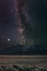 Milky Way in Sawtooth Mountains by Alan Majchrowicz. SKU 68097h. Archival Giclee Fine art print for wall decor.